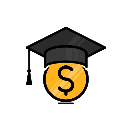 scholarship symbol vector logo dollar coin wearing graduation hat student loan money loan education