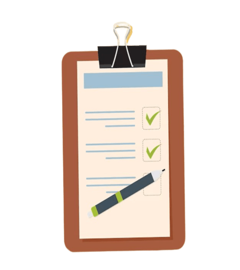 wooden background with clipboard checklist