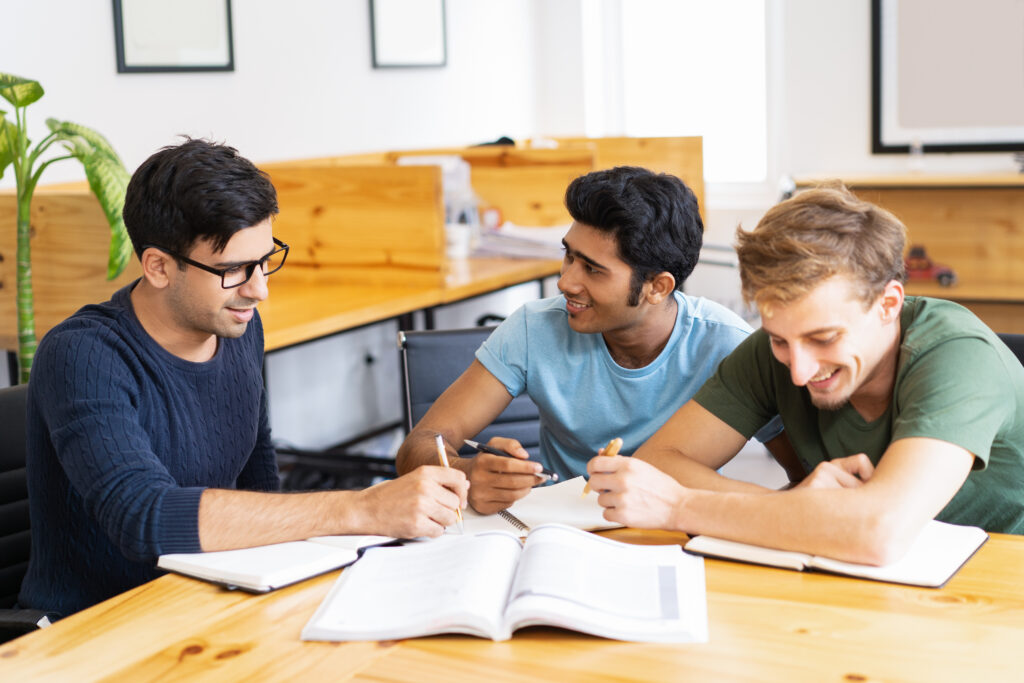 students group study with smile on their face students